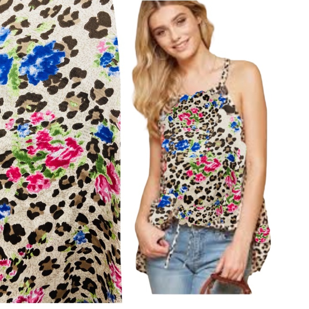 Cami tank top shirt blouse tee career animal prints floral fashion satin